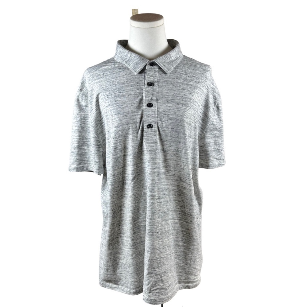 Express Men's Cotton Feather Gray Black Polo Shirt Soft Casual Basic Layer XL
